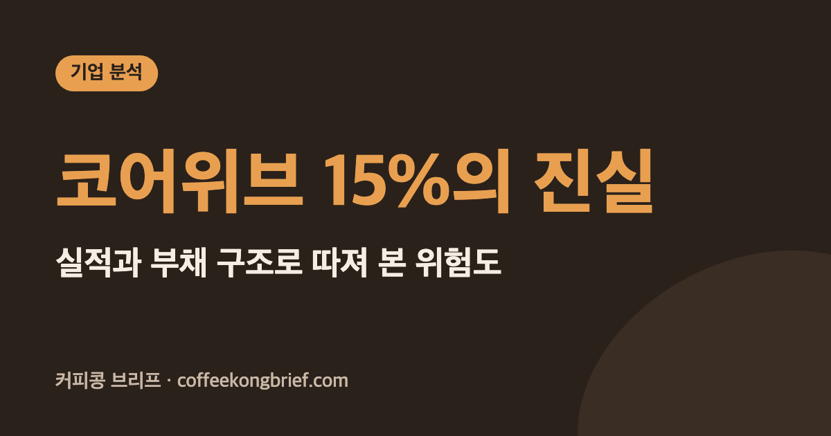 코어위브 15%의 진실 - 실적과 부채 구조로 따져 본 위험도